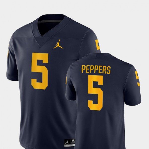 University of Michigan #5 Mens Jabrill Peppers Jersey Navy University College Football Game